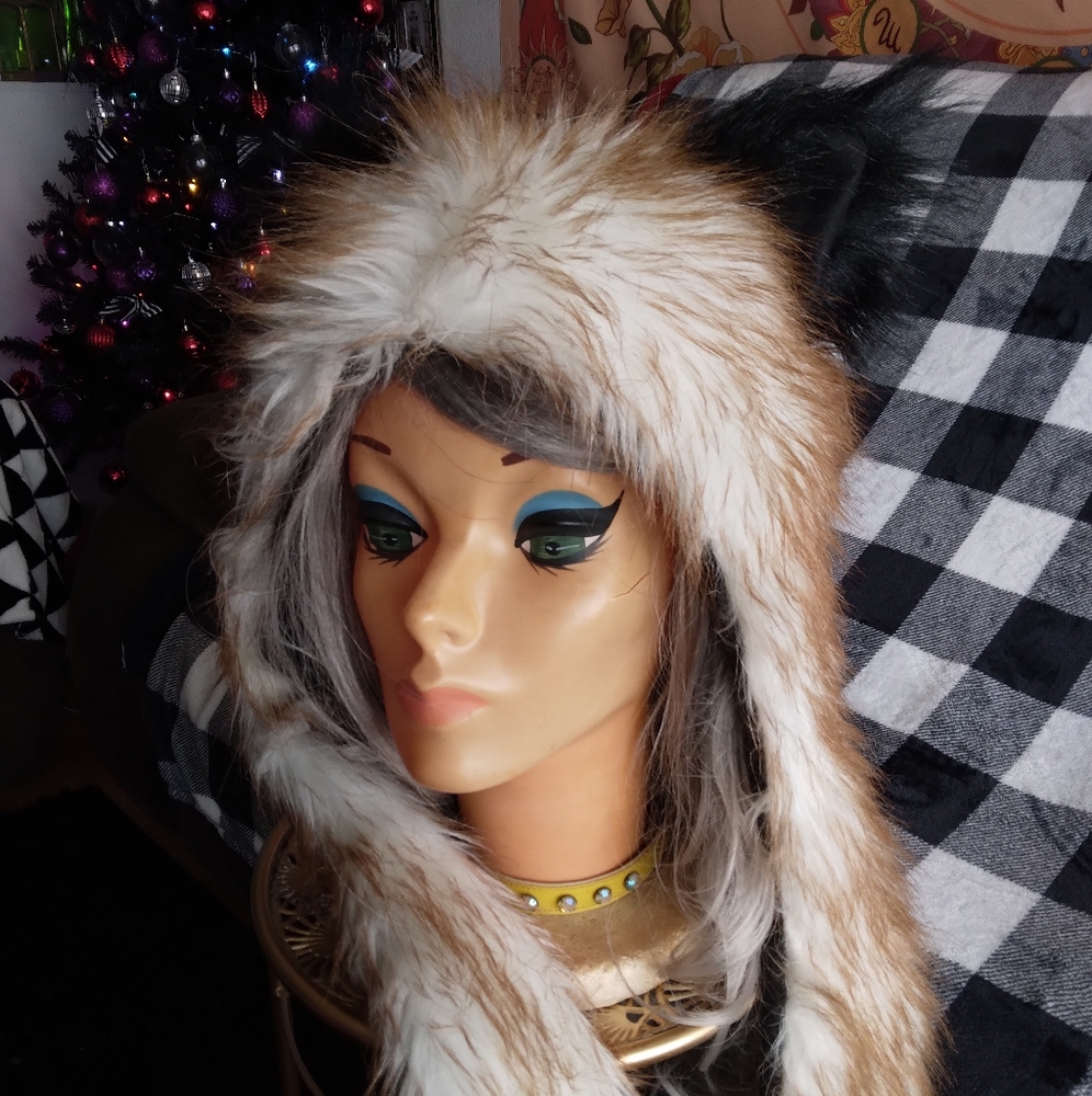 Women's Red Panda Hat With Scarf- Paw- Mittens Attached